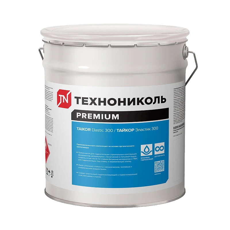 TAIKOR Elastic 300. Однокомпонентная полиуретановая композиция для гидроизоляции (серый) (24 кг) купить в Якутске