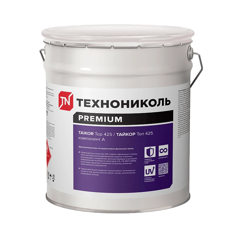 TAIKOR Top 425. Двухкомпонентная светостойкая полиуретановая эмаль. RAL7040. Компонент А (20 кг) купить в Якутске